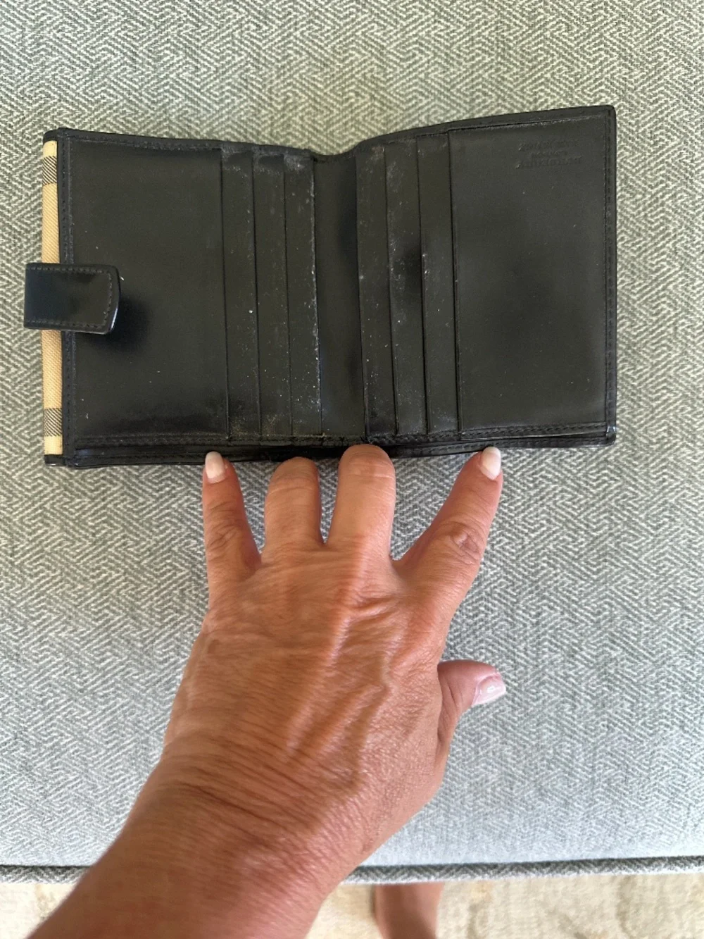 Vintage Burberry Nova Check Black Leather Wallet